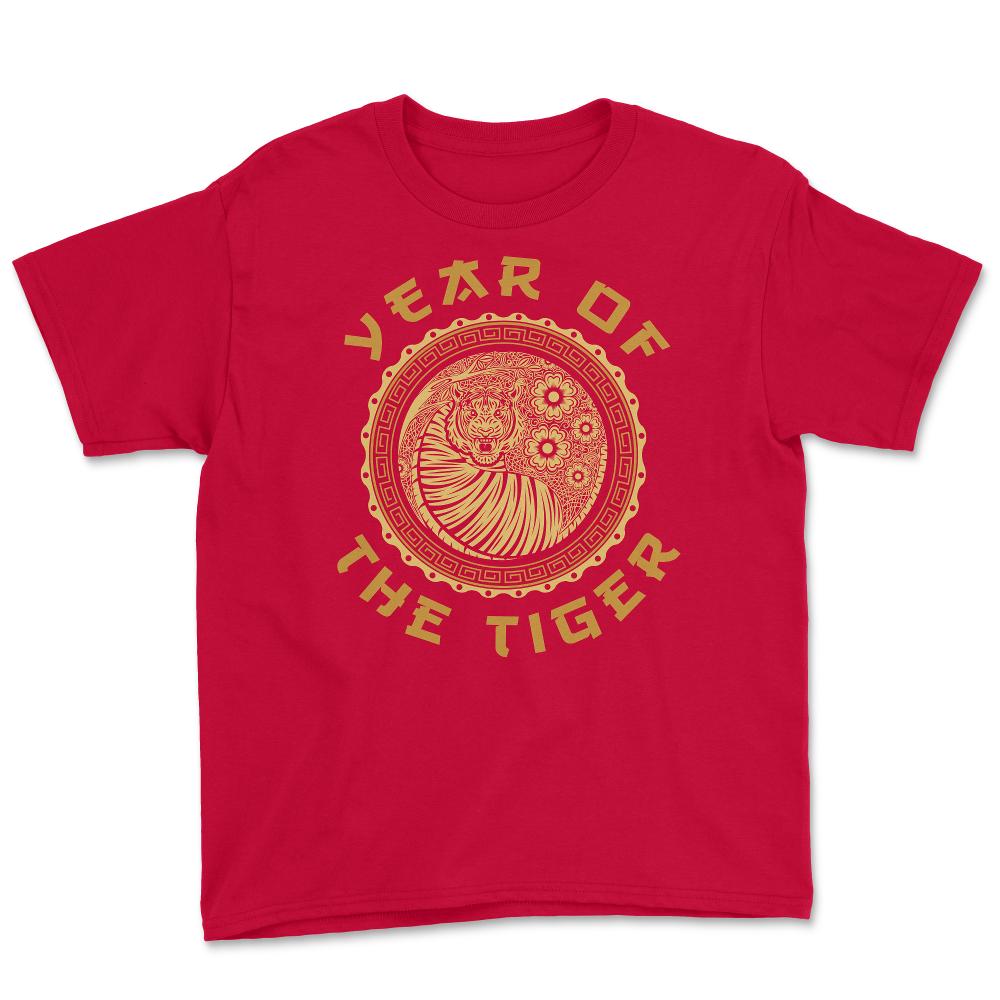 Year of the Tiger 2022 Chinese Golden Color Tiger Circle design Youth - Red