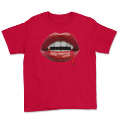 Vampire Bloody fang Sexy Lips Halloween costume graphic Tee Youth Tee - Red