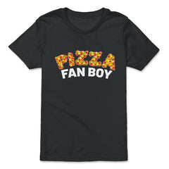 Pizza Fanboy Funny Pizza Lettering Humor Gift graphic - Premium Youth Tee - Black