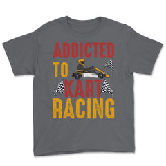 Addicted To Kart Racing graphic Youth Tee - Smoke Grey