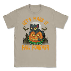 Funny & Cute Cat with Jack o Lantern Halloween Unisex T-Shirt - Cream