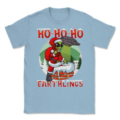 HO HO HO Alien Santa Xmas Funny Gift product Unisex T-Shirt - Light Blue