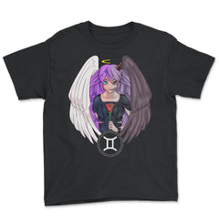Pisces Zodiac Sign Pastel Goth Anime Girl graphic Youth Tee - Black