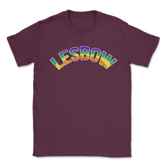 Lesbow Rainbow Word Arc Gay Pride t-shirt Shirt Tee Gift Unisex - Maroon