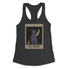 The Hermit Cat Arcana Tarot Card Mystical Wiccan graphic Women's - Black