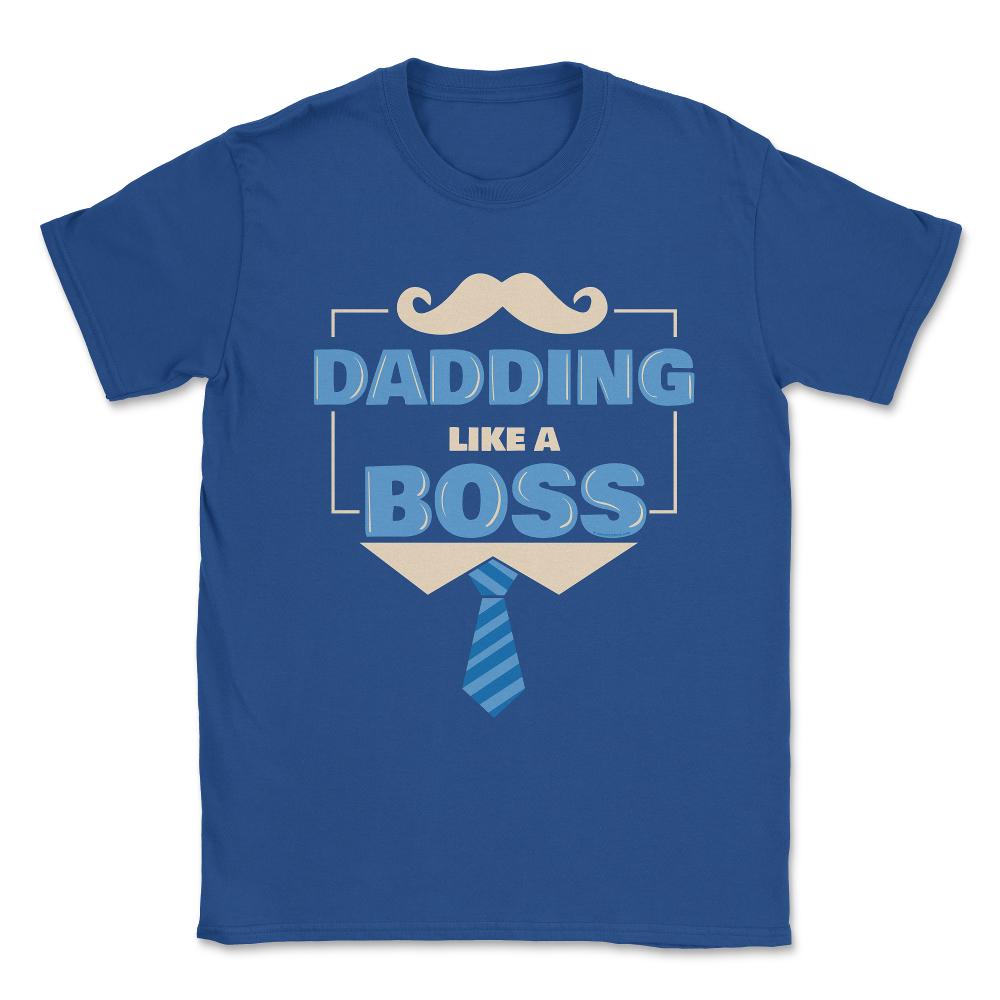 Dadding like a Boss Funny Colorful Text Quote & Moustache graphic - Royal Blue