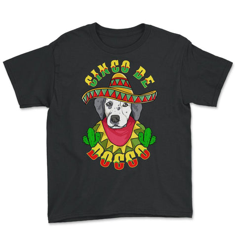 Cinco de Doggo Funny Dalmatian Dog for Cinco de Mayo design Youth Tee - Black