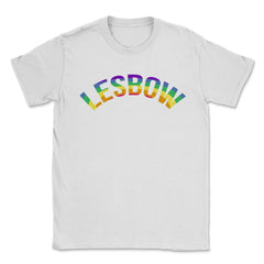 Lesbow Rainbow Word Arc Gay Pride t-shirt Shirt Tee Gift Unisex - White