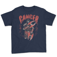 Cancer Zodiac Sign Epic Warrior Gothic Style graphic Youth Tee - Navy