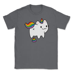 Caticorn Rainbow Flag Gay Pride & Poop Gay design Unisex T-Shirt - Smoke Grey