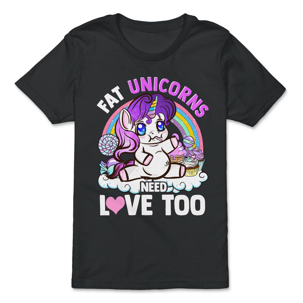 Fat Unicorns need love too! Hilarious Chubby Unicorn print - Premium Youth Tee - Black
