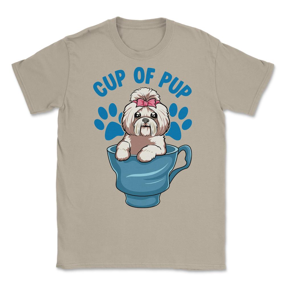 Shih Tzu Cup of Pup Cute Funny Puppy graphic Unisex T-Shirt - Cream