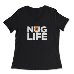 Nug Life Kawaii Chicken Nugget Hilarious Character graphic - Women's V-Neck Tee - Black