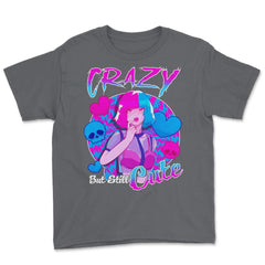 Anime Girl Crazy But Still Cute Pastel Goth Theme Gift print Youth Tee - Smoke Grey