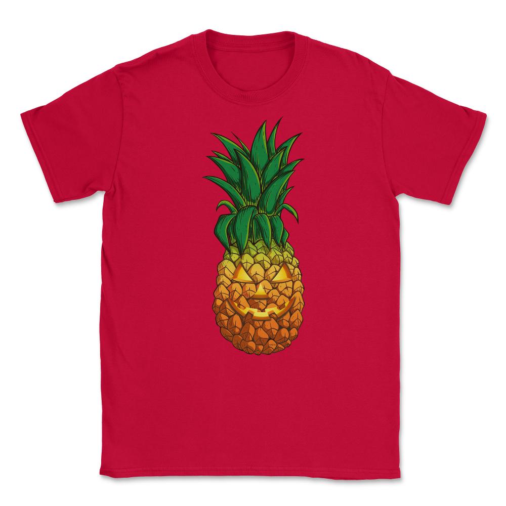 Jack o' lantern Tropical Pineapple Halloween T Shirt  Unisex T-Shirt - Red
