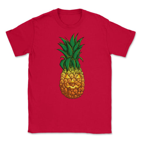 Jack o' lantern Tropical Pineapple Halloween T Shirt  Unisex T-Shirt - Red