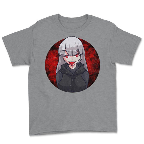 Anime Vampire Girl Halloween Design Gift design Youth Tee - Grey Heather