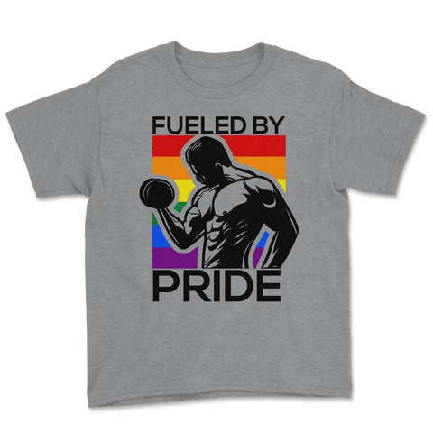Fueled by Pride Gay Pride Iron Guy2 Gift product Youth Tee - Grey Heather