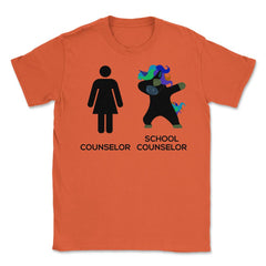 Funny School Counselor Appreciation Dabbing Unicorn Humor print - Orange