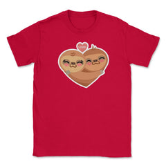 Sloth Love Heart Funny Humor Valentine T-Shirt Unisex T-Shirt - Red