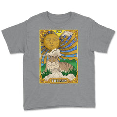 The Sun Cat Arcana Tarot Card Mystical Wiccan design Youth Tee - Grey Heather