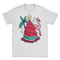 Christmas in July Funny Summer Xmas Tree Watermelon design Unisex - White
