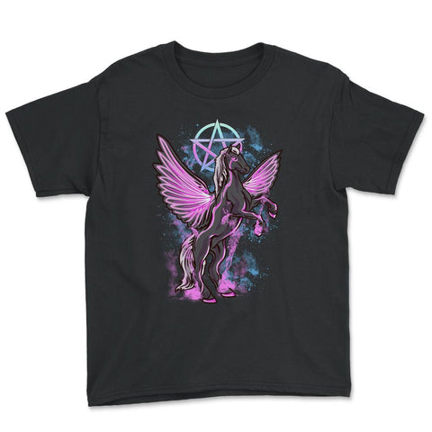 Kawaii Pastel Goth Horse Gothic Pegasus Mystic design Youth Tee - Black