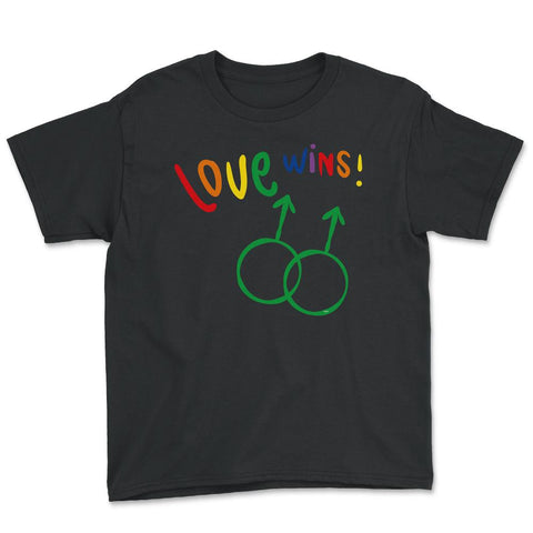 Love wins! Men t-shirt Gay Pride Month Shirt Tee Gift Youth Tee - Black