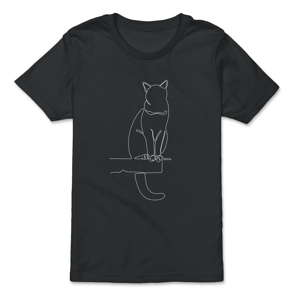 Outline Cat Theme Design for Line Art Lovers graphic - Premium Youth Tee - Black