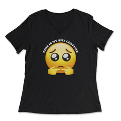 Shy Quote Halloween Costume Shy Emoticon & Fingers product - Women's V-Neck Tee - Black