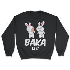 Baka Anime Funny Rabbit Slapping another Rabbit Gift graphic - Unisex Sweatshirt - Black