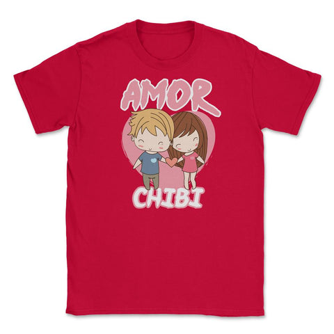 Amor Chibi Anime Couple Humor Unisex T-Shirt - Red