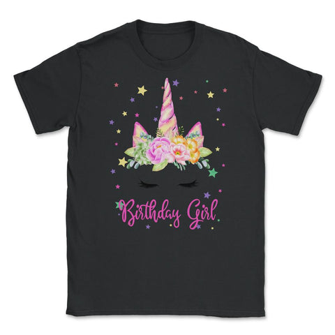 Birthday Girl! Unicorn Lashes design Gift Unisex T-Shirt - Black