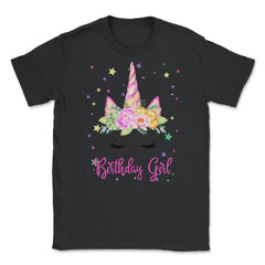 Birthday Girl! Unicorn Lashes design Gift Unisex T-Shirt - Black