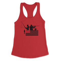Fishing And Hunting USA Flag Patriotic Fisherman Hunter design - Red