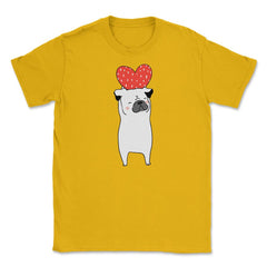 Dog with Heart Happy Valentine Funny Gift print Unisex T-Shirt - Gold