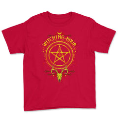 Witching-Hour Pentagram Symbol Halloween Trick or Treat Gift print - Red