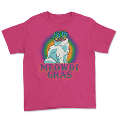Mardi Gras Meowdi Gras Cat with mask Funny Gift print Youth Tee - Heliconia