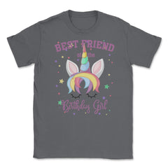 Best Friend of the Birthday Girl! Unicorn Face print Gift Unisex - Smoke Grey