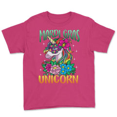 Mardi Gras Unicorn with Masquerade Mask Funny product Youth Tee - Heliconia