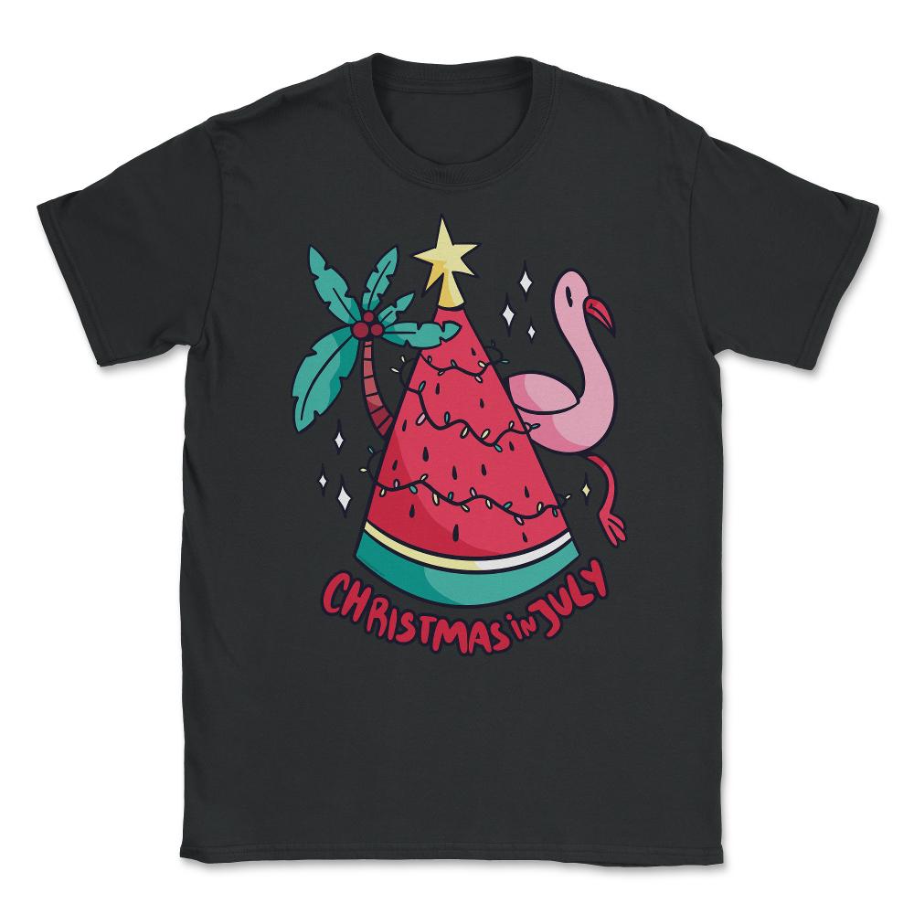 Christmas in July Funny Summer Xmas Tree Watermelon design Unisex - Black