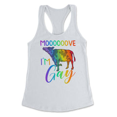 Mooooove I’m Gay Cow Gay Pride LGBTQ Rainbow Flag design Women's - White