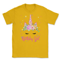 Birthday Girl! Unicorn Lashes design Gift Unisex T-Shirt - Gold