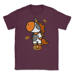 Halloween Unicorn with Pumpkins T Shirts Gifts Unisex T-Shirt - Maroon