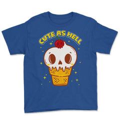 Cute as Hell Funny Skull Ice Cream Halloween Youth Tee - Royal Blue