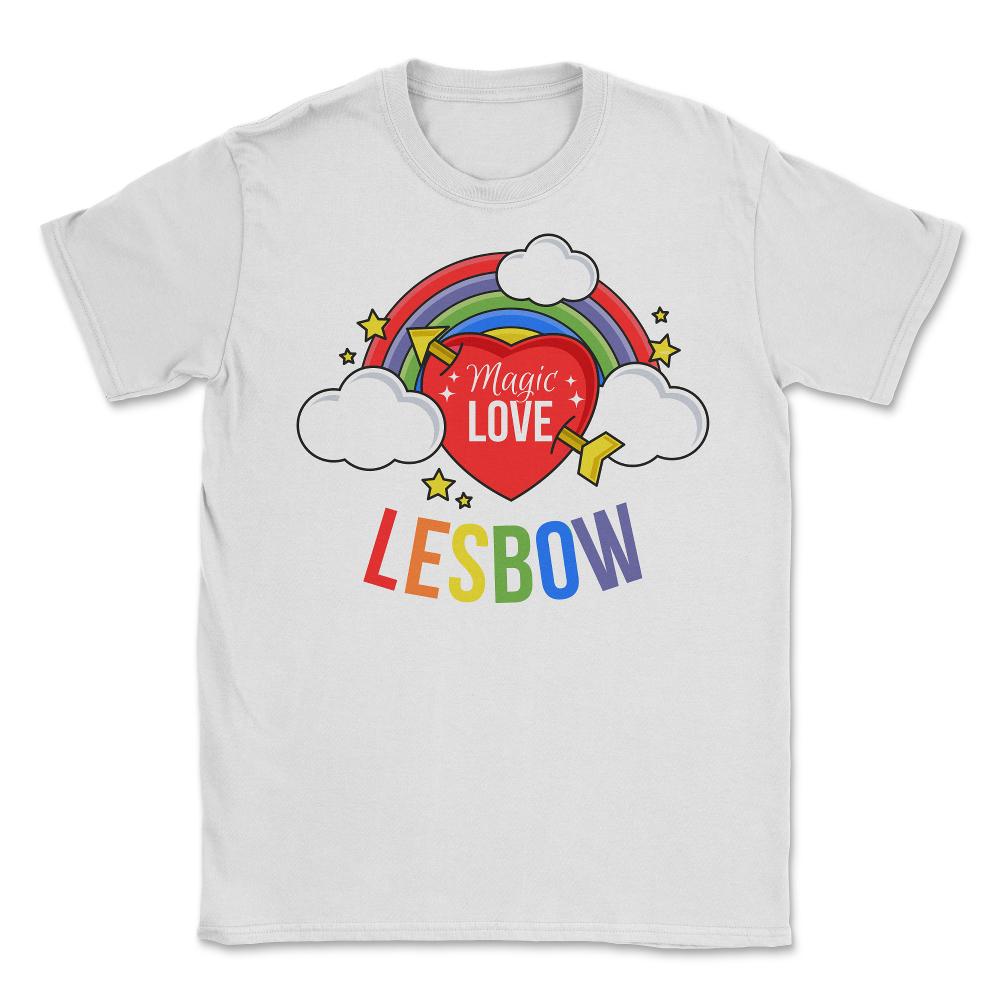Lesbow Rainbow Heart Gay Pride Month t-shirt Shirt Tee Gift Unisex - White