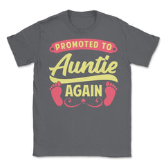 Funny Promoted To Auntie Again Pregnancy Announcement Aunt graphic - Smoke Grey