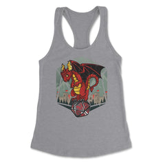 Dragon Sitting On A Dice Mythical Creature For Fantasy Fans design - Heather Grey