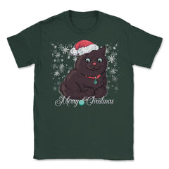 Merry Christmas Cat Funny Humor T-Shirt Tee Gift Unisex T-Shirt - Forest Green