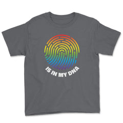 Is In My DNA Rainbow Flag Gay Pride Fingerprint Design product Youth - Smoke Grey